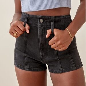 Reformation Eva Seamed High Rise Cheeky Jean Shorts